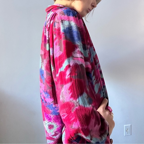 Vintage Ungaro dress,burgundy/pink/blue, size M-L - Picture 3 of 12